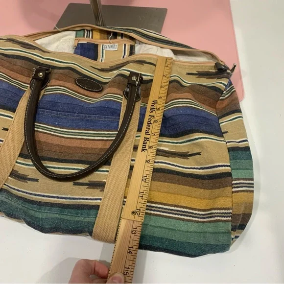 GITANO Vintage Aztec Style Print Duffle Bag / Carry-On Bag / Canvas Bag / BoHo - Picture 9 of 11